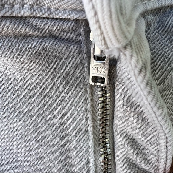 ZARA HIGH WAIST WIDE LEG FRAY HEM LIGHT GRAY MARINE JEANS SIZE 12 - Picture 6 of 10